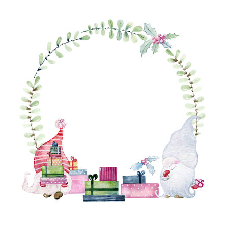 Watercolor christmas card.のイラスト素材