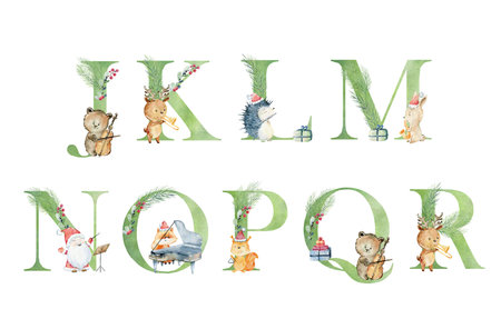 Watercolor christmas letters.のイラスト素材