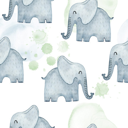 Watercolor safari elephant.の写真素材