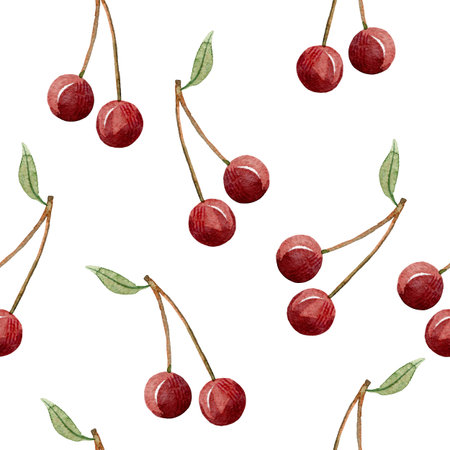 Watercolor cherryの写真素材