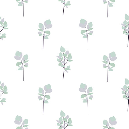 Eucalyptus seamless vector pattern. Simple trendy floral repeat background.のイラスト素材