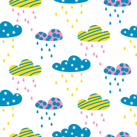 Rainy clouds seamless vector pattern.のイラスト素材