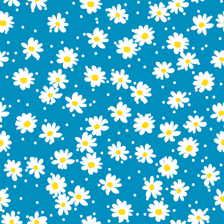 Retro daisy seamless vector pattern.のイラスト素材