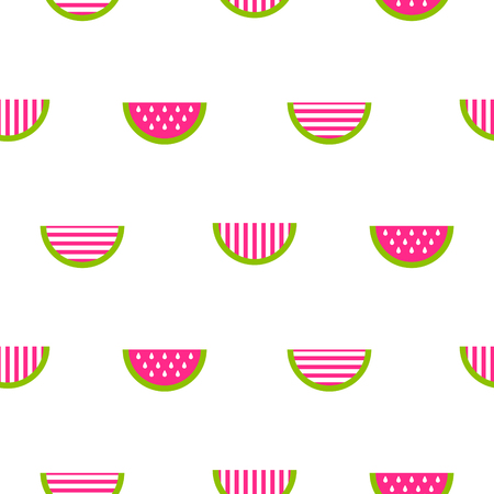 Seamless watermelon stylized striped pattern. Fruit vector repeat background.のイラスト素材
