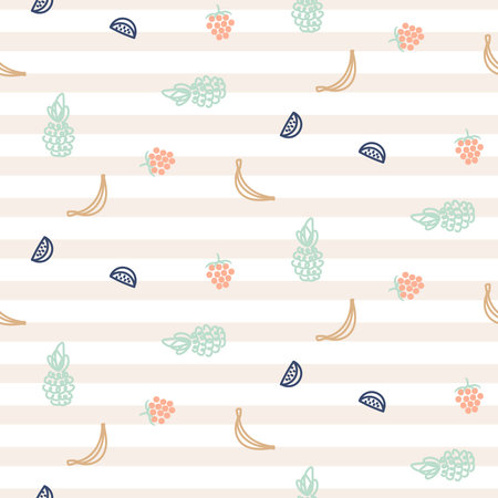 Cute fruit seamless vector striped pattern.のイラスト素材