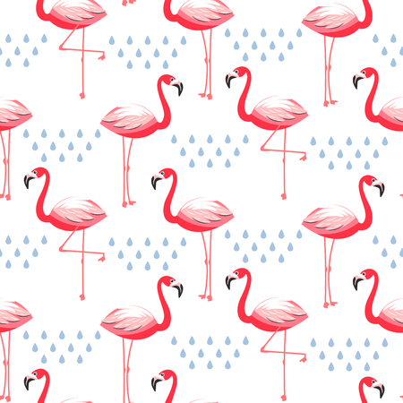 Seamless vector pattern with flamingo pink bird.のイラスト素材