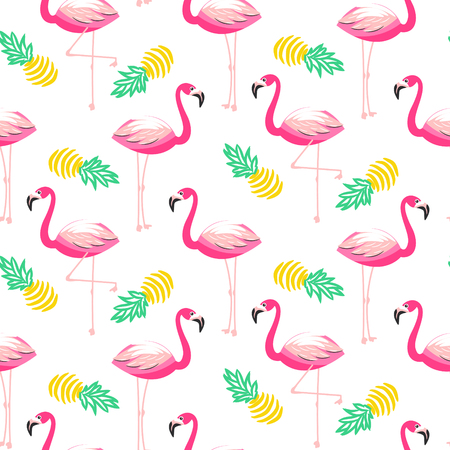 Tropical flamingo seamless vector pattern.のイラスト素材