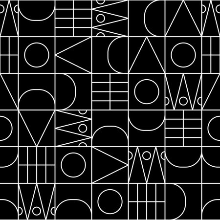 Line shapes seamless vector geometric pattern.