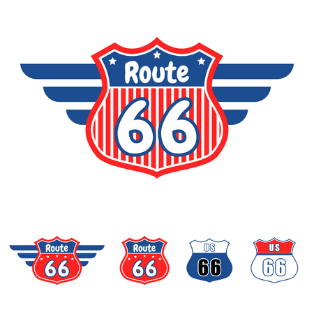 Route 66 red and blue vector icon.のイラスト素材