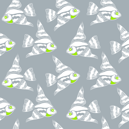 Stitch style blue sea life seamless pattern.のイラスト素材
