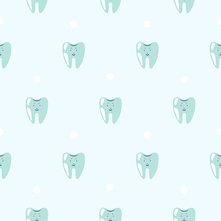 Cute teeth baby dental blue pattern background.の写真素材