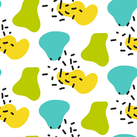 Abstract spots seamless vector pattern. Blue, green and yellow stains repeat background.のイラスト素材