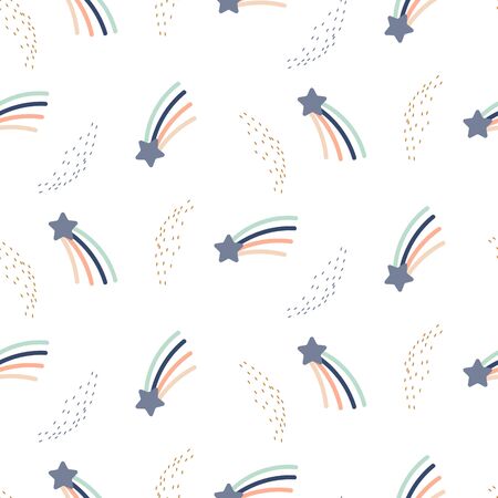 Starry comet space cute seamless pattern.のイラスト素材