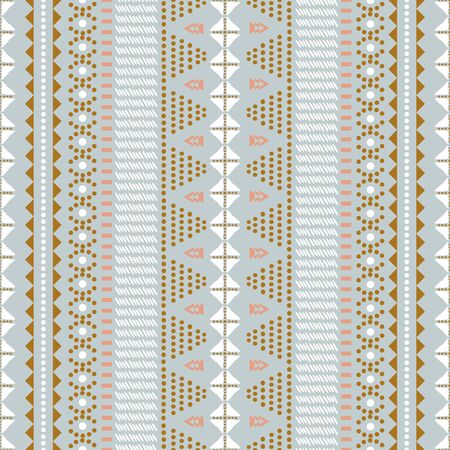 Tribal ethnic embroidery geometric shapes seamless pattern. Fabric print textile design. Stitched textured shapes blue background.のイラスト素材