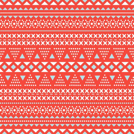 Embroidery style stitches seamless pattern. Stitched textured strokes coral red background. Fabric print textile design.のイラスト素材