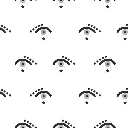 Seamless pattern eyes in hipster style.のイラスト素材