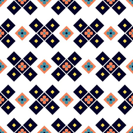Geometric shapes seamless  pattern. Abstract cross shapes background. Fabric print textile design.のイラスト素材