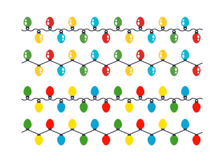 Christmas lights garland borders isolated on white background vectorのイラスト素材