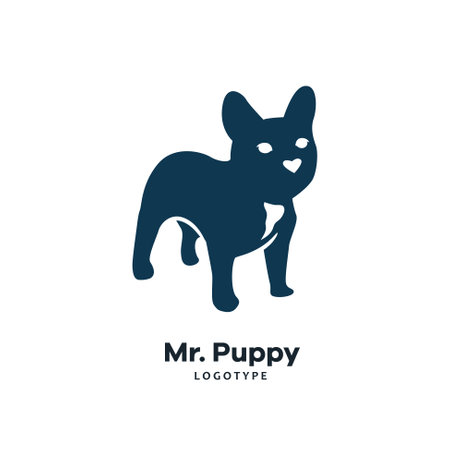 French bulldog silhouette illustration for logo or cut out template. Cute puppy vector.のイラスト素材