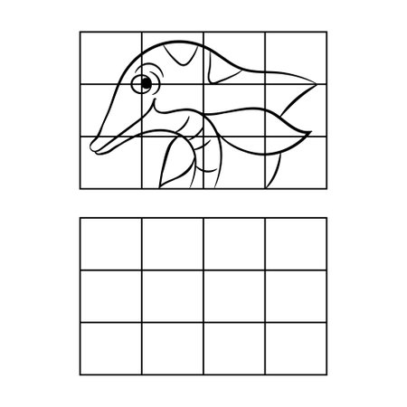 Copy the drawing kids preschool dolphin activity coloring page.のイラスト素材
