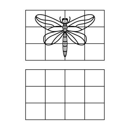 Copy the drawing kids preschool butterfly activity coloring page.のイラスト素材