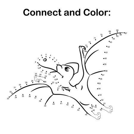 Connect the dots by number kids preschool dinosaur activity coloring page.のイラスト素材