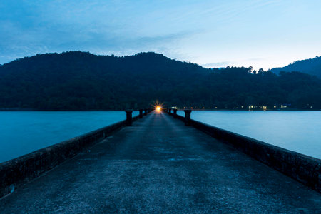 Light at the end of the pier on Koh Chang in Thailand.の写真素材