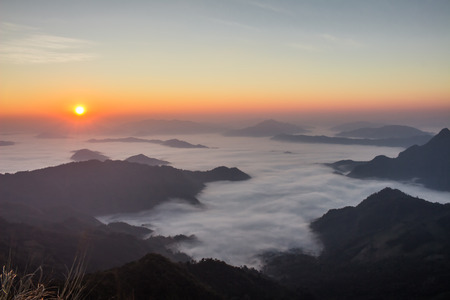 First light with the mistの写真素材