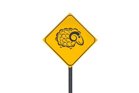 sheep signs isolated on white background with clipping pathの写真素材