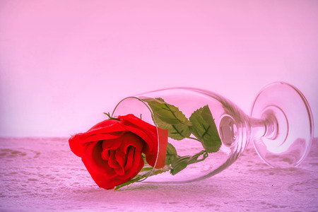 Roses are red wine glassの写真素材