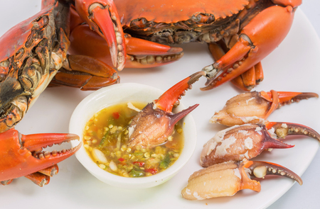 Boiled crab with spicy sauceの写真素材