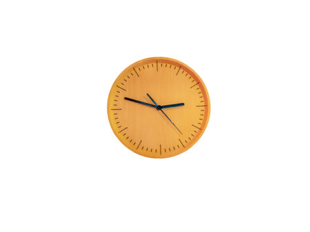 Wooden round wall watch - clock isolated on white background,with clipping path