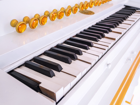 The piano keyboard of the classic white.の写真素材