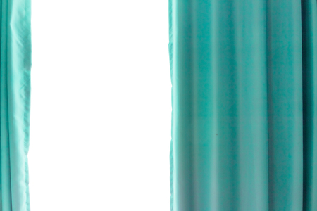 Green curtain is commonly used in emergency rooms. Hospital. Isolated on white backgroundの写真素材