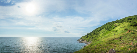 Panorama, mountains and sea view with blue sky and sunset, location atPanorama, mountains and sea view with blue sky with sunset, location at Khao Laem Ya National Park, Rayong, Thailandの写真素材