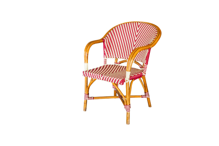 Colorful wicker chair, isolated on white background with clipping path.の写真素材