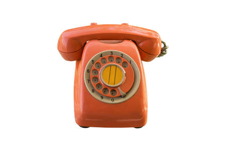 vintage phone , isolated on white background with clipping path.の写真素材