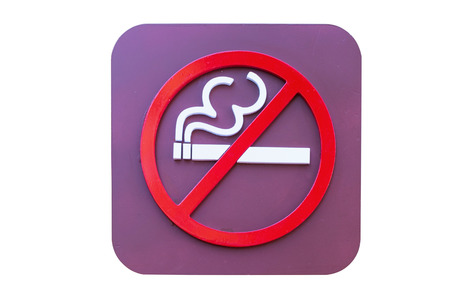 no Smoking sign isolated on white background with clipping path.の写真素材