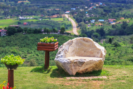 Benches made of stoneの写真素材