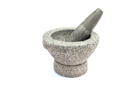 A Mortar on white background, isolate mortar, Thai food equipment, black mortar.の写真素材