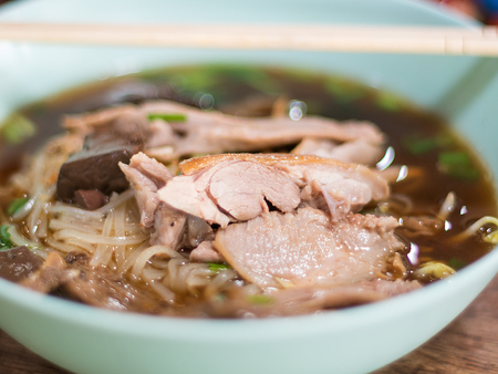 select focus, duck noodle in bowlの写真素材