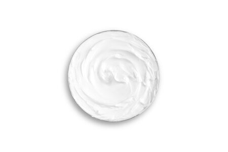 top view , texture of white skin cream , beauty treatment concept.isolated on white background with clipping pathの写真素材