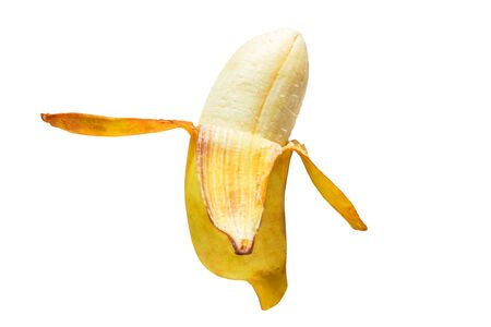 Cultivated banana isolated on white background with clipping path.の写真素材