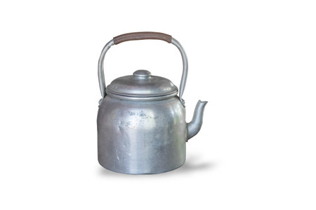 retro kettle,isolated on white background with clipping path.の写真素材