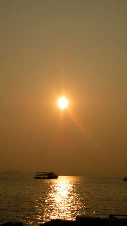 Boat and Sunsetの写真素材