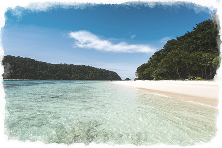 watercolor landscape of Sea and blue sky in Thailand.の写真素材