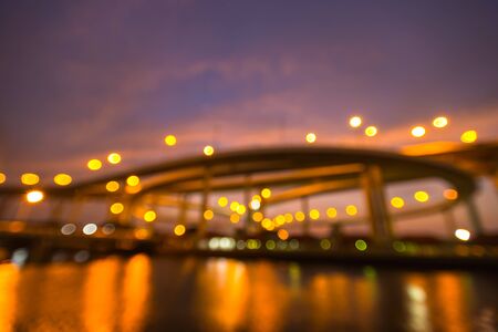 Blure and bokeh Bhumibol Bridge,Thailandの写真素材