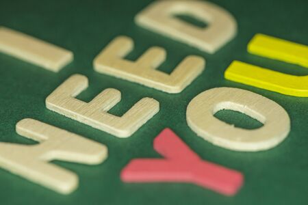 The word spelling to "I need you" on green background, Sensitive Focusの写真素材