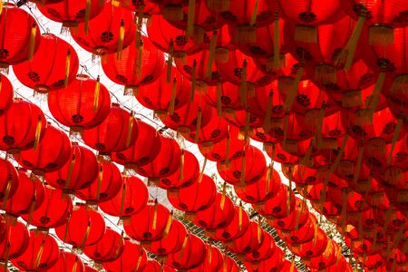 red comp lamp chiness style decoration in chiniese new year festivalの写真素材