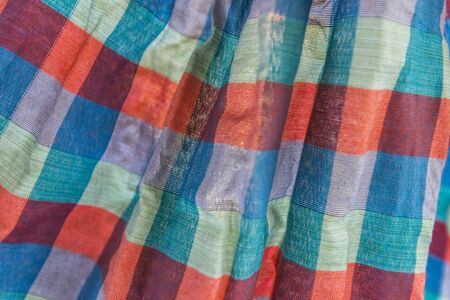 Close up texture of thai style loincloth, Sensitive Focusの写真素材